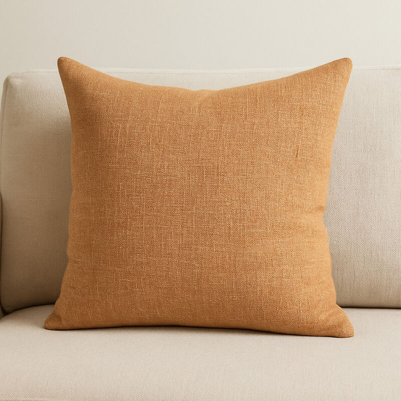 HomeRoots 22" Rust Linen Throw Pillow Cover with Texture image number 1