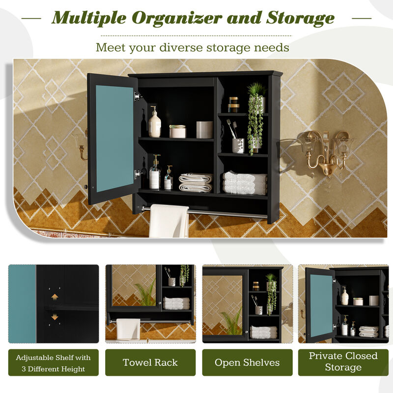 ELEMENT ACE Wall-Mount 2-in-1 Mirror Cabinet with Adjustable Shelf and Soft-Closing Hinges for Modern Storage Solutions image number 6
