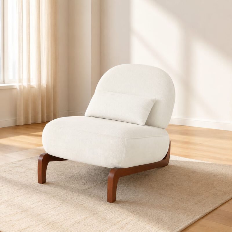 GOODSILO Armless Accent Chair with Plush Cushion and Solid Wood Legs, Soft Upholstered Seating for Living Room Bedroom Apartment Balcony Waiting Room image number 3