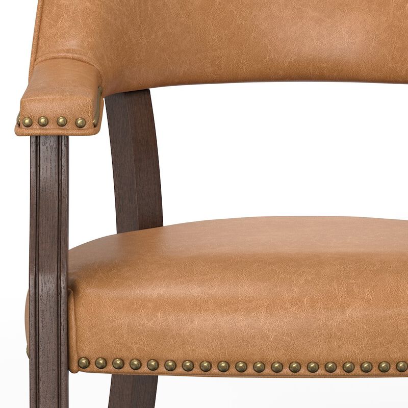 Georgio Dining and Game Chair in Walnut with Saddle Faux Leather