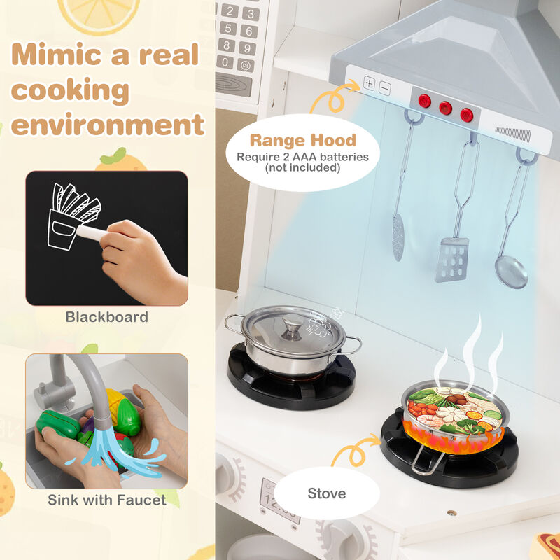 Large Pretend Play Kitchen Set with Lights and Sounds for Kids Playroom image number 5