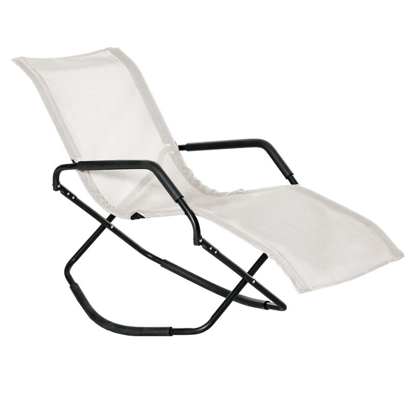 Cream Patio Recliner: Zero Gravity Rocking Sun Lounger
