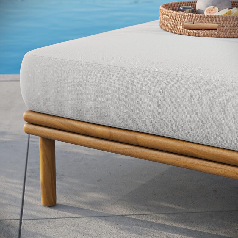 Modway Wren Teak Wood Outdoor Ottoman in Natural Sail image number 5