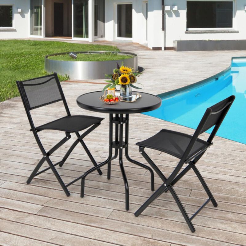 Hivvago 3 Pieces Folding Bistro Table Chairs Set for Indoor and Outdoor