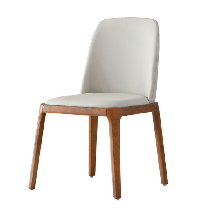 Contemporary Upholstered Dining Chairs with Wooden Legs Set of 2