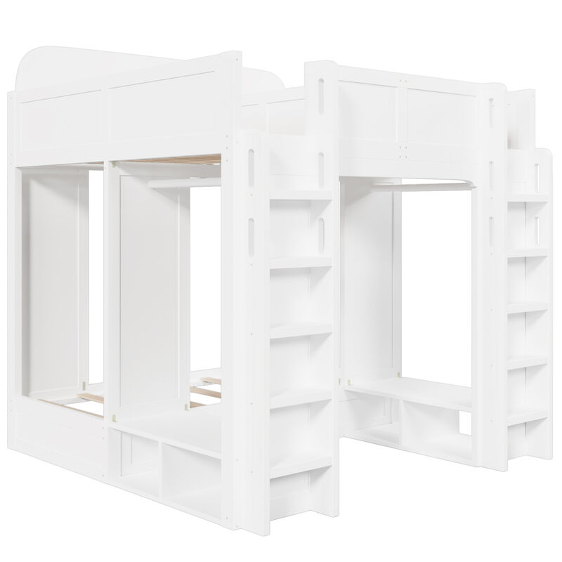 Merax Triple Bunk Bed with Storage & Hooks image number 5