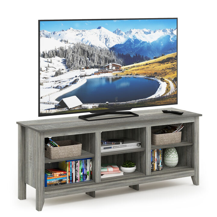 Furinno Furinno Jensen TV Stand with Shelves, for TV up to 60 Inch, French Oak Grey