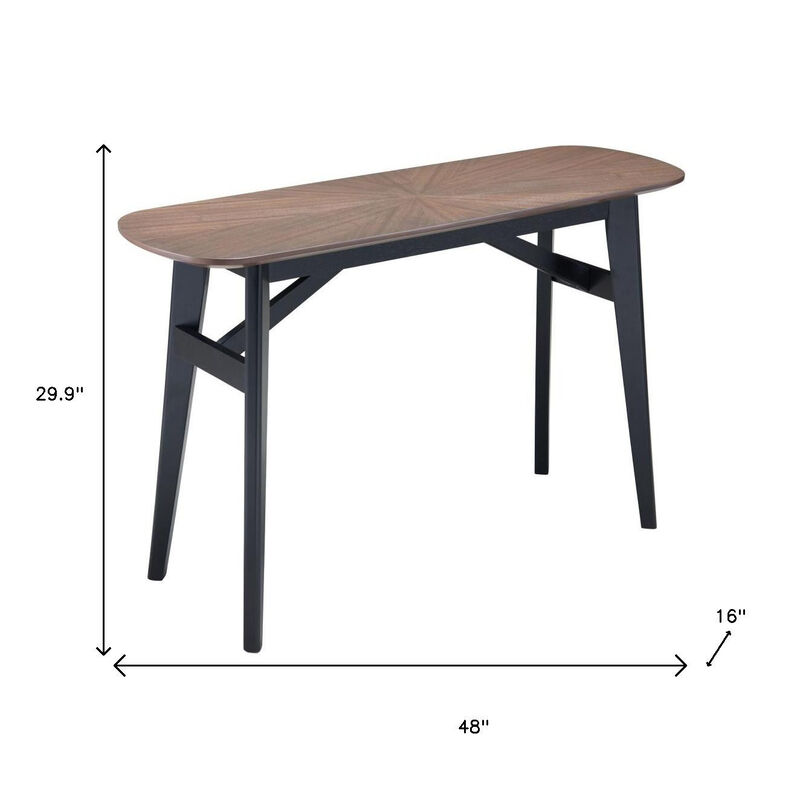 HomeRoots 48" Espresso and Black Solid Wood Oval Console Table image number 6