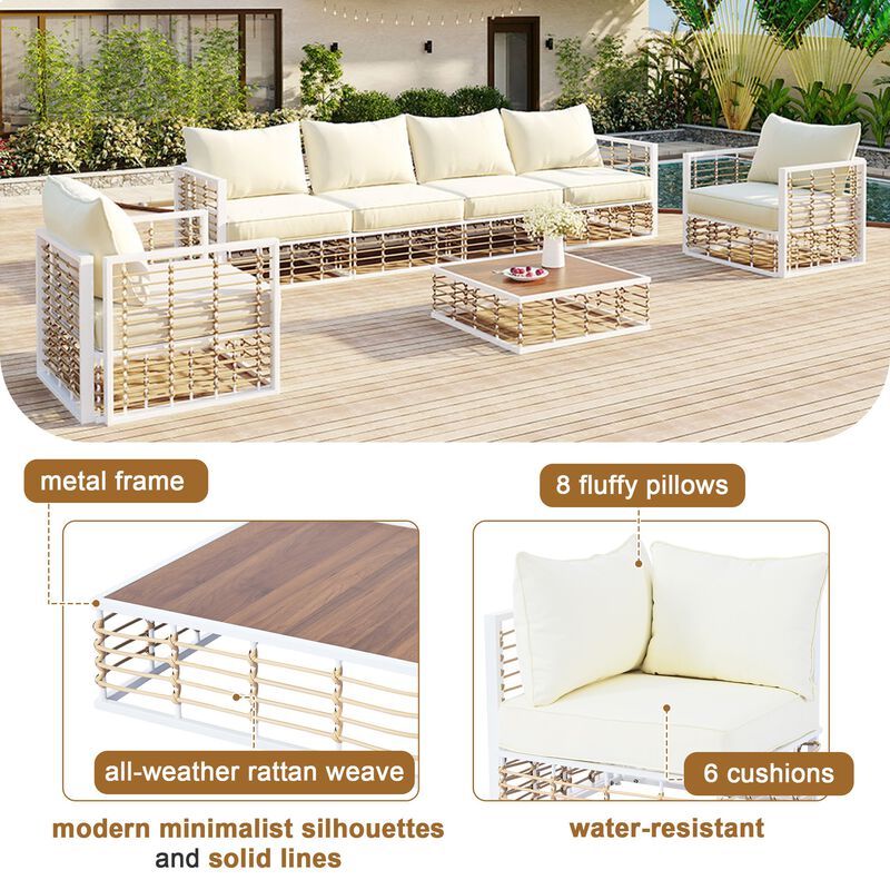Vaswan Metal Patio Sectional Sofa Set image number 3