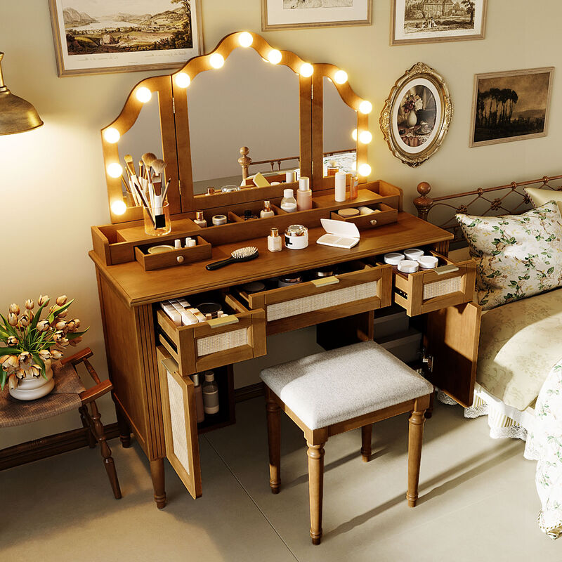 Merax Bohemian Hollywood LED Makeup Vanity Table image number 3