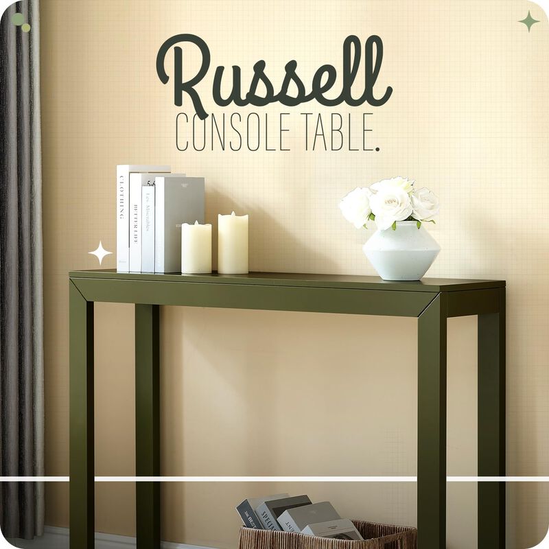 Kings Brand Furniture Russel Long Console Table - Minimalist and Slim Entryway Table for Decorative Displays, Sofa Table