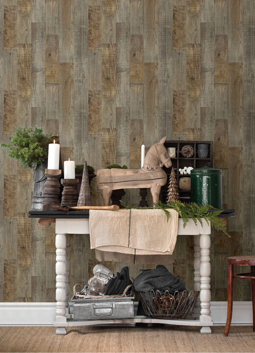 Chebacco Brown Wood Planks Wallpaper