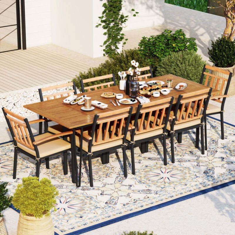 Hivvago 9 Pieces Patio Dining Outdoor Furniture Set with 8 Chairs and Umbrella Hole