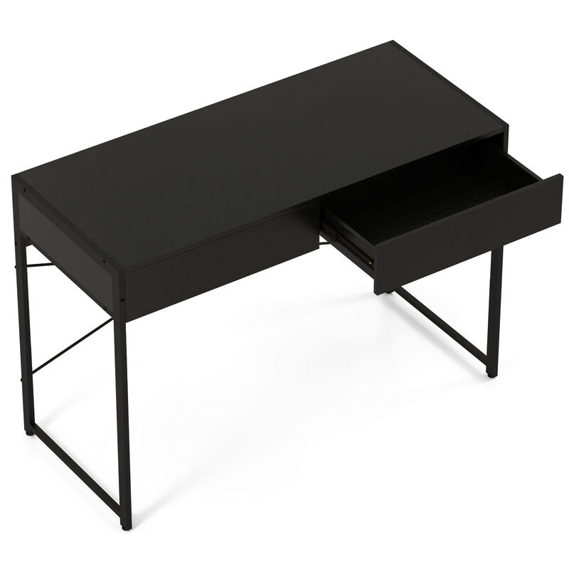 Home Office Desk with Metal Frame and 2 Storage Drawers for Organized Workspace