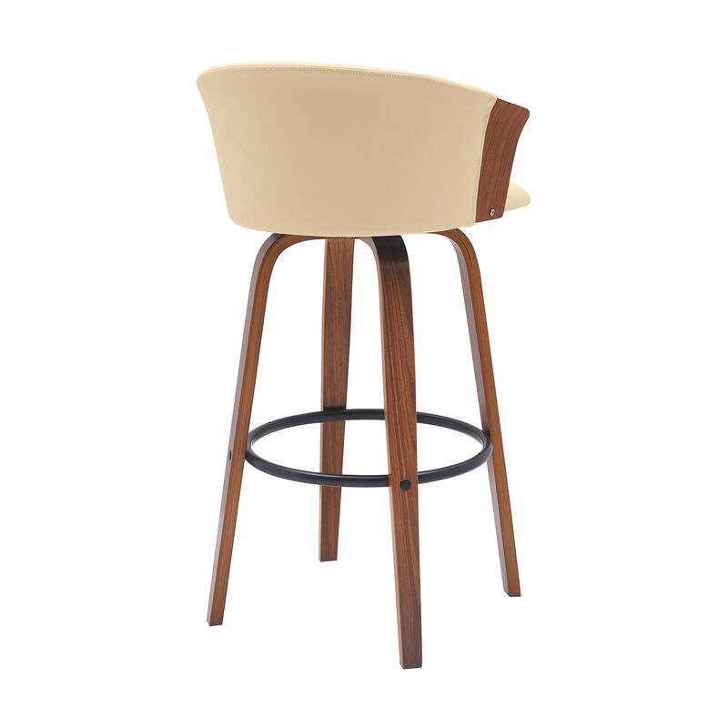 HomeRoots Faux Leather Cafe-Style Counter Stool with Armrests and Wood Base image number 3