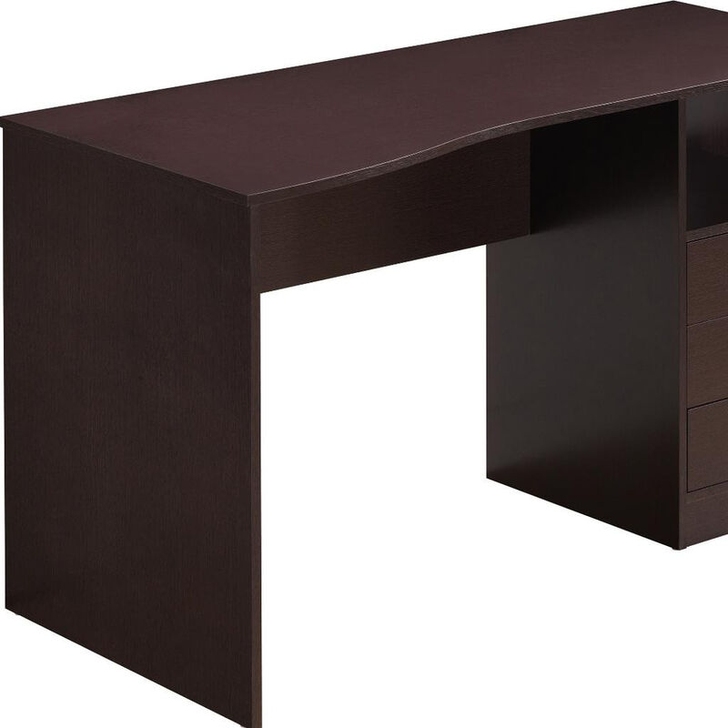HomeRoots 51" Gray Wood Pedestal Computer Desk With Three Drawers image number 4
