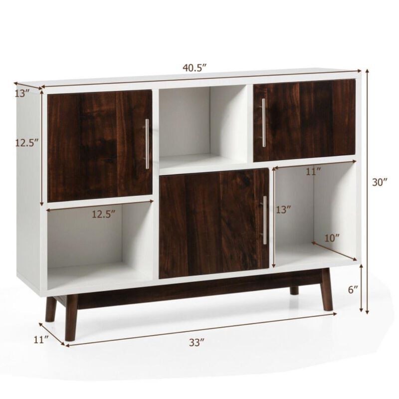 Hivvago Wood Display Sideboard Storage Cabinet with Storage Compartments
