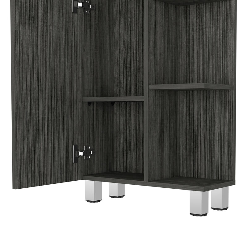 DEPOT E-SHOP Venus Linen Single Door Cabinet, Five External Shelves, Four Interior Shelves, Black