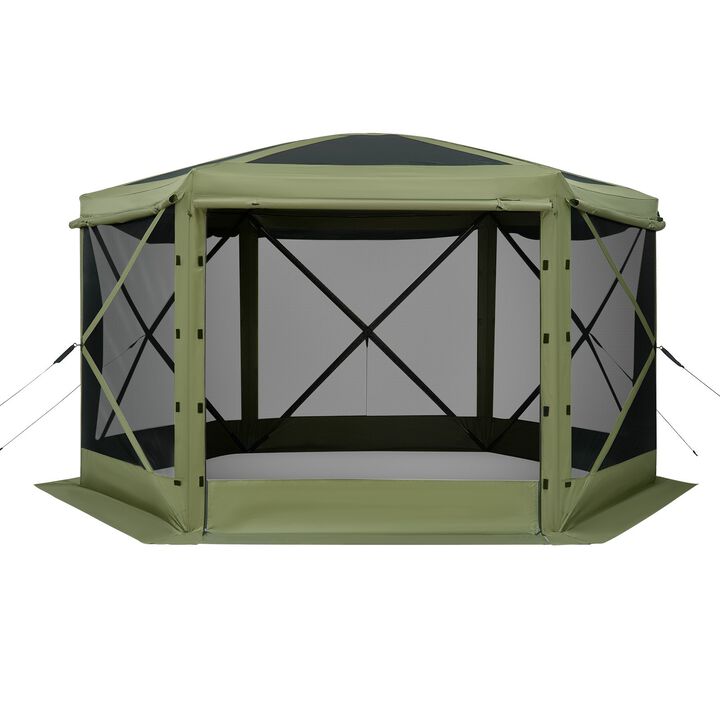 6-Sided Pop Up Screen Tent with Removable Top for 8-10 Person Outdoor Use