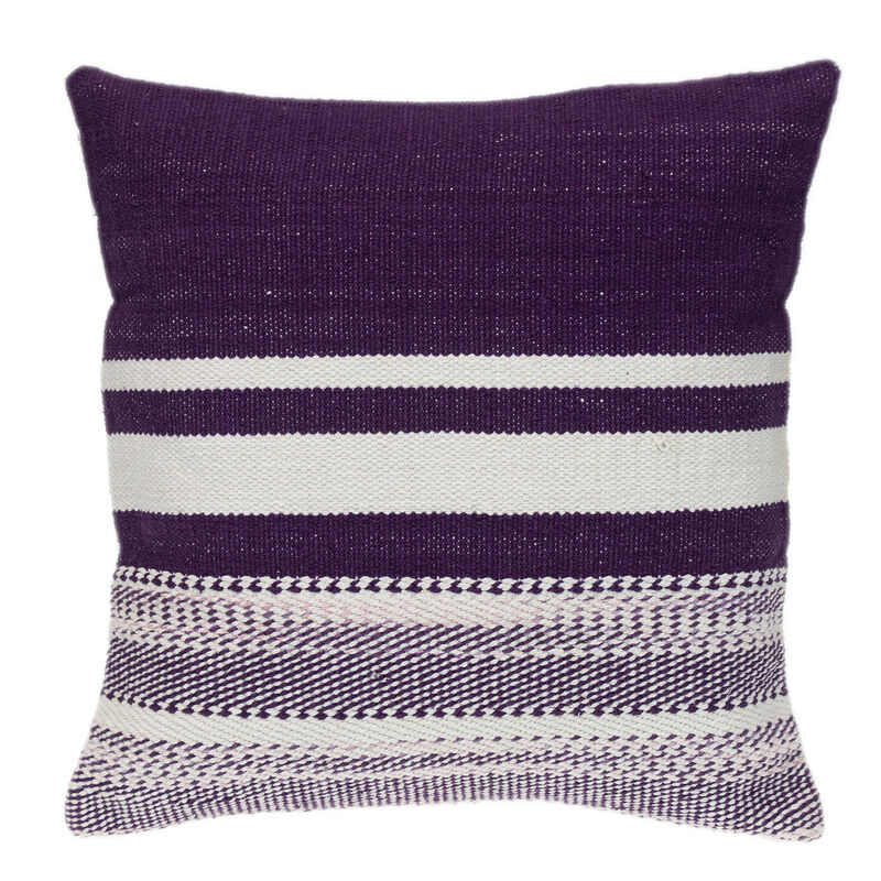HomeRoots 18" Purple and White Cotton Throw Pillow image number 0