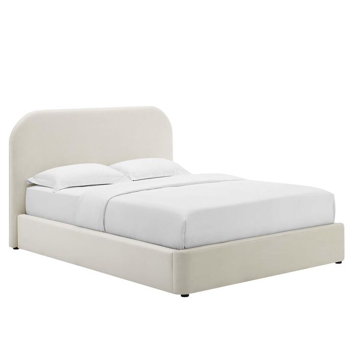 Modway Keynote Performance Velvet Curved Queen Platform Bed
