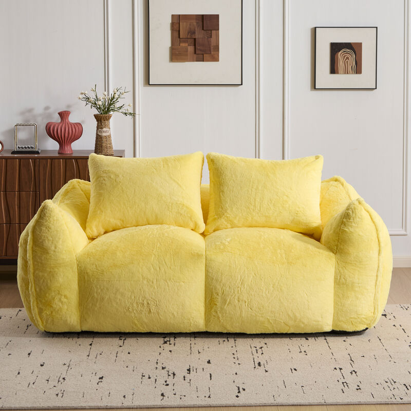 Whisen Giant Bean Bag Couch Ultra Soft Fluffy Loveseat Oversized Chase Lounge Chair with Pillows image number 2