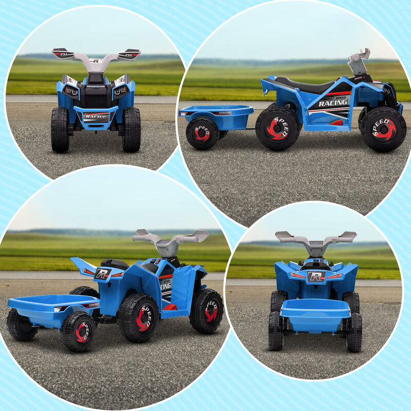 BreeBe 6V Electric Toy Car with Back Trailer, Forward Backward, Wear-Resistant Wheels image number 7