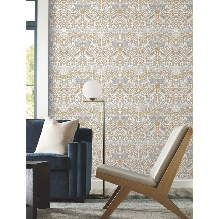 Butterfly Garden White Wallpaper