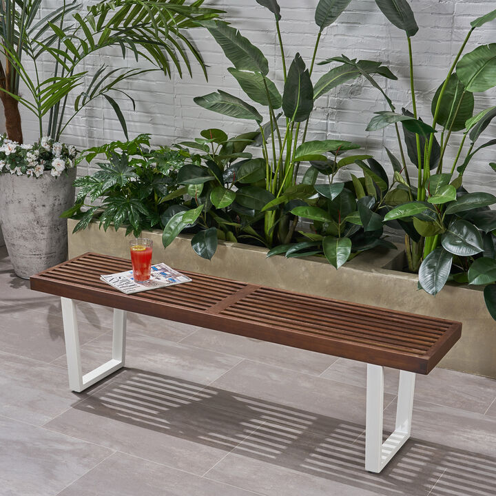 Merax 61.75" Outdoor Acacia Wood Dining Bench