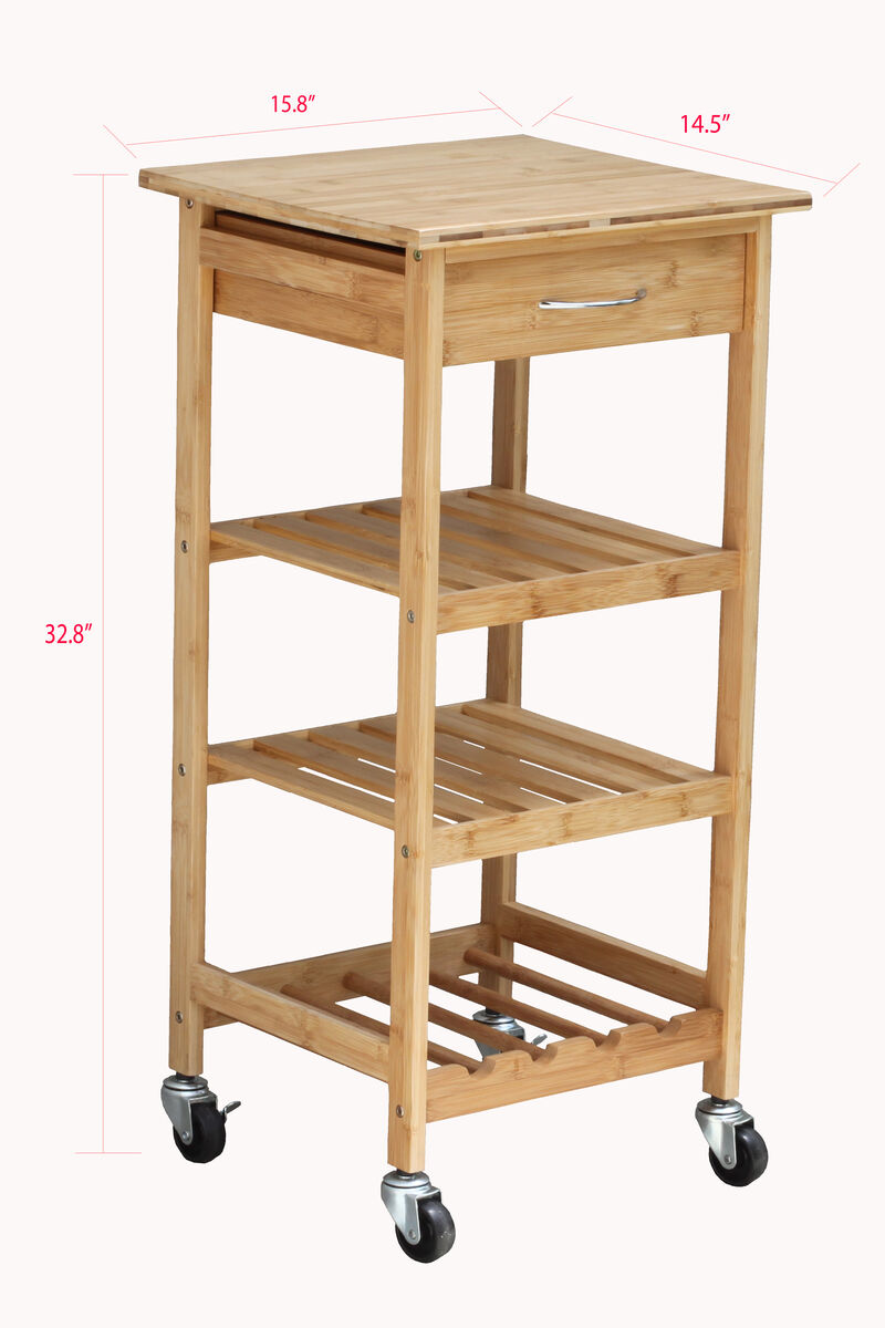 Oceanstar Bamboo Kitchen Trolley