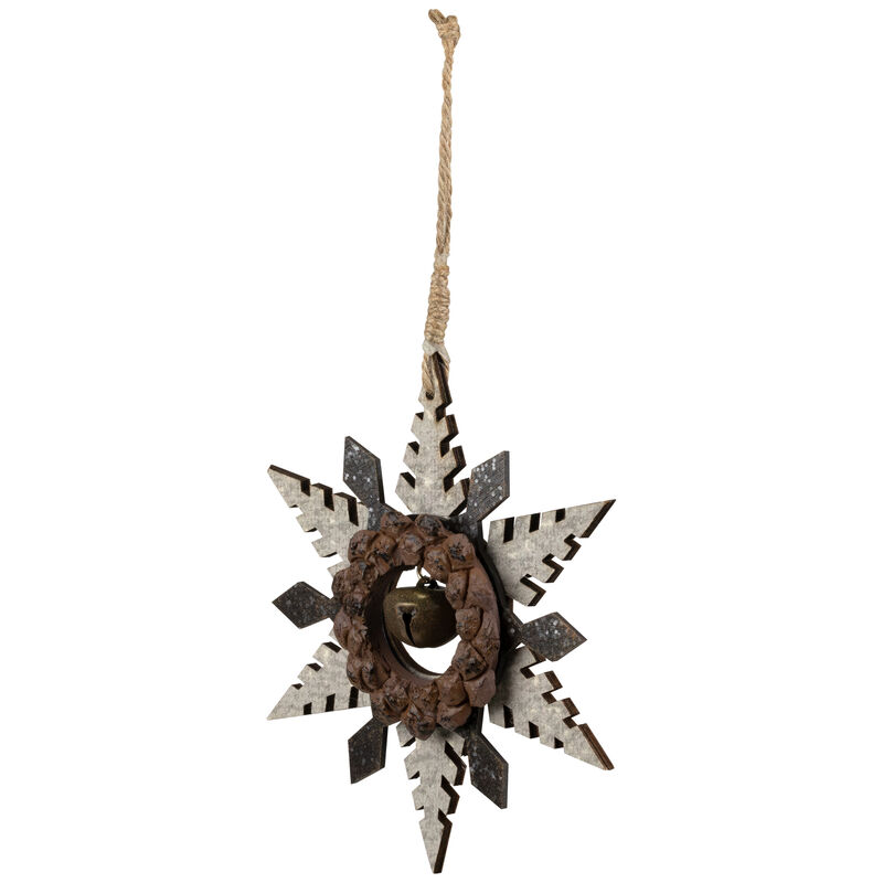 6" Brown and Beige Pointed Snowflake Christmas Ornament image number 4