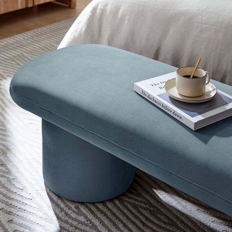 Modway Orla Performance Velvet Upholstered Bench in Taupe image number 9
