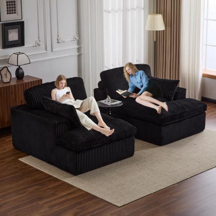 Oversized Double Chaise Lounge Sofa Bed with Deep Seat and Plush Upholstery