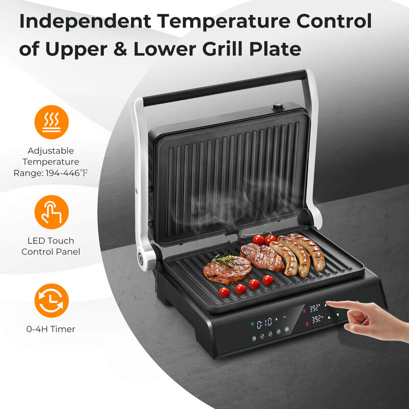 3 in 1 Indoor Electric Panini Press Grill with LED Display