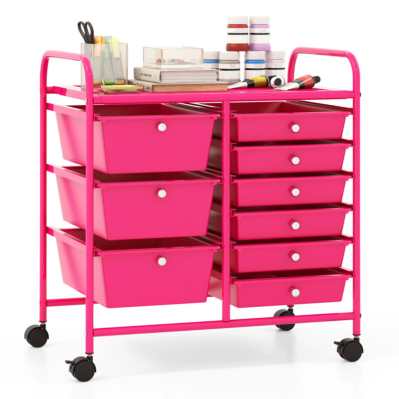 9-Drawer Rolling Organizer Cart &ndash; Multi-Color Storage with Metal Frame