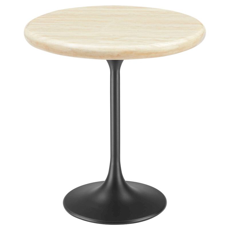 Lippa 20" Round Faux Travertine Side Table image number 0
