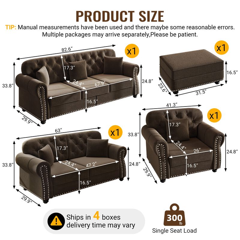 Rimhes Velvet Chesterfield Sofa Set image number 9