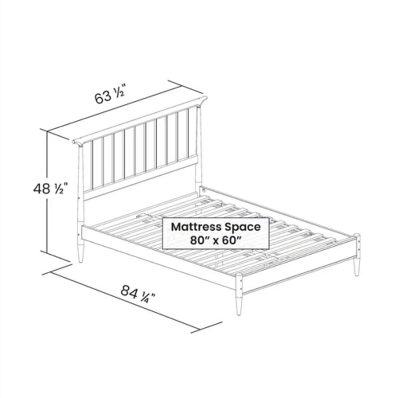 Mid-Century Platform Bed Frame With Stylish Headboard with Sturdy Support for Ultimate Comfort