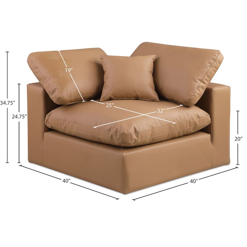 Meridian Furniture Comfy Cognac Vegan Leather Modular Corner Chair