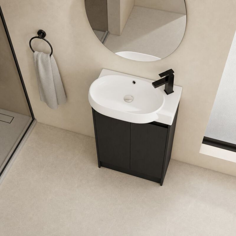 ELEMENT ACE 23 Inch Freestanding Bathroom Vanity with Ceramic Sink, Adjustable Shelves, Soft Close Doors, Water Resistant Finish image number 3