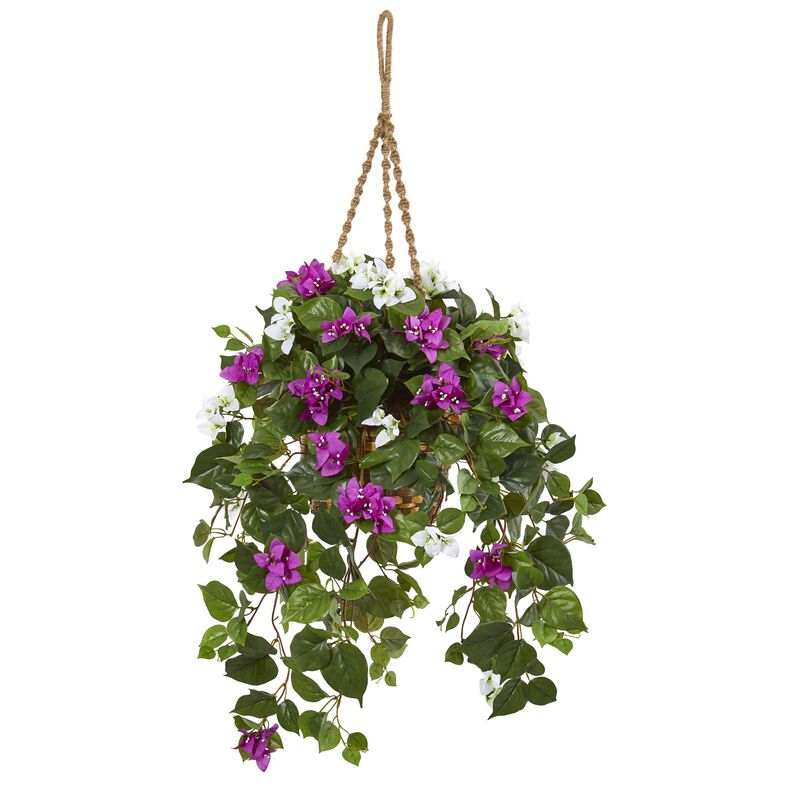 Hivvago 30" Mixed Bougainvillea Artificial Plant Hanging Basket
