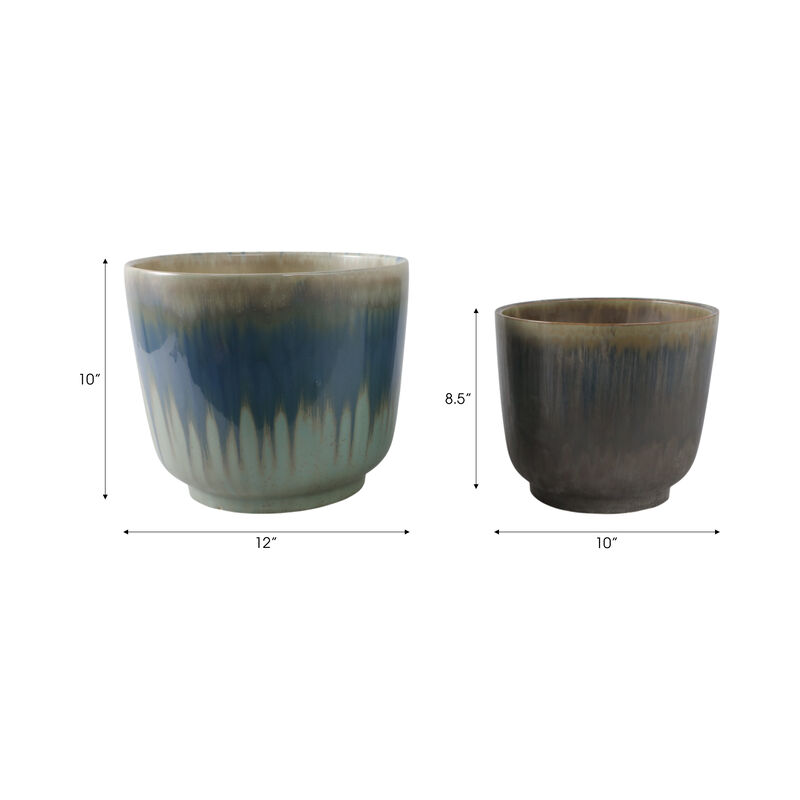 Reactive Glaze Planters (Set of 2)