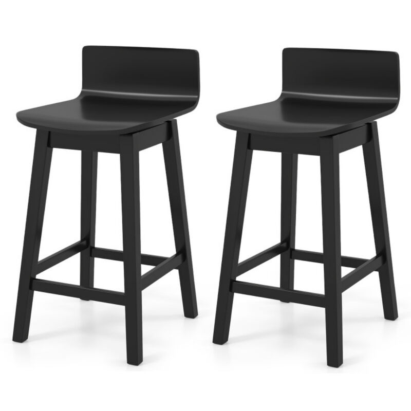 2-Piece Swivel Bar Stools with Low Back and Sturdy Rubber Wood Legs image number 0