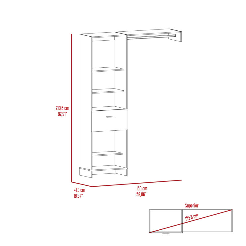 Lenox 1-Drawer 4-Shelf Closet System Black Wengue