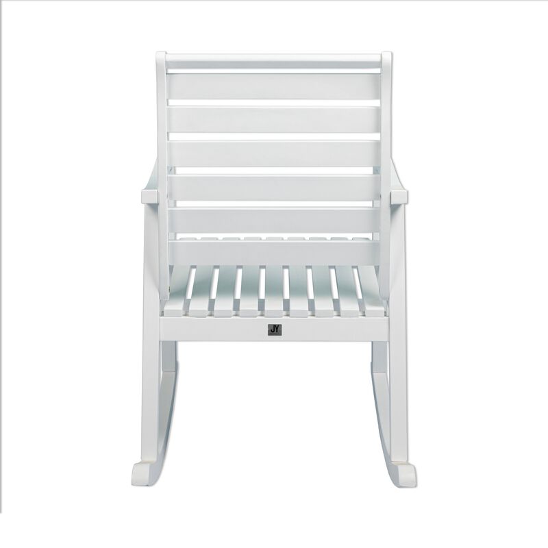 Carey Modern Slat Back Acacia Wood Patio Outdoor Rocking Chair