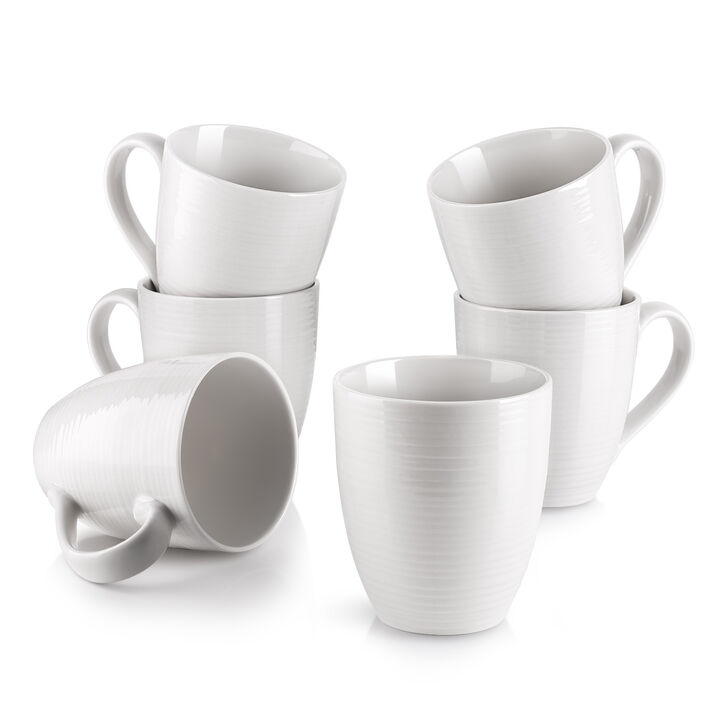 DOWAN Coffee Mugs Set of 6, 17 Oz Ceramic Coffee Cups with Handle, Large Coffee Mug for Coffee Tea, Party, Thanksgiving, Christmas gift, White
