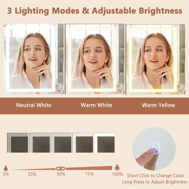 Vanity Desk with Lighted Mirror for Bedroom or Makeup Room Setup