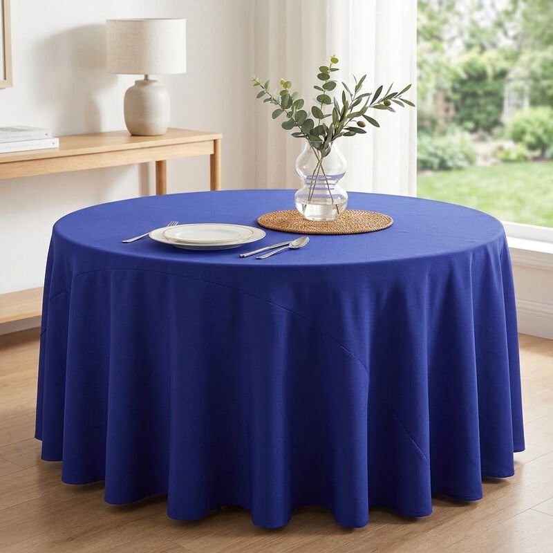 Polyester Poplin Round Tablecloth 132 Inch for Banquet and Dining Tables image number 1