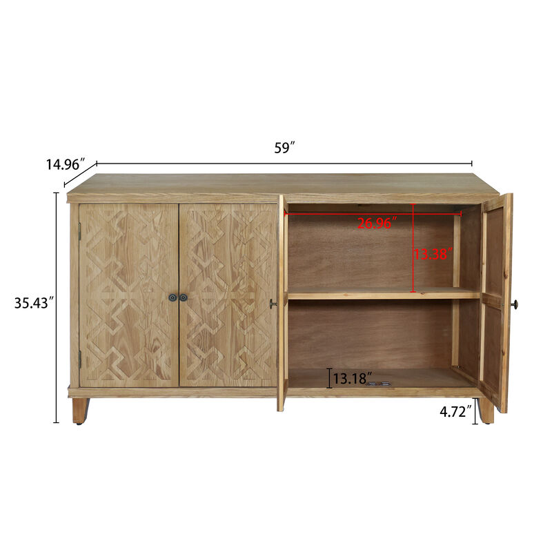 Fabkik Rustic Wooden Sideboard image number 5