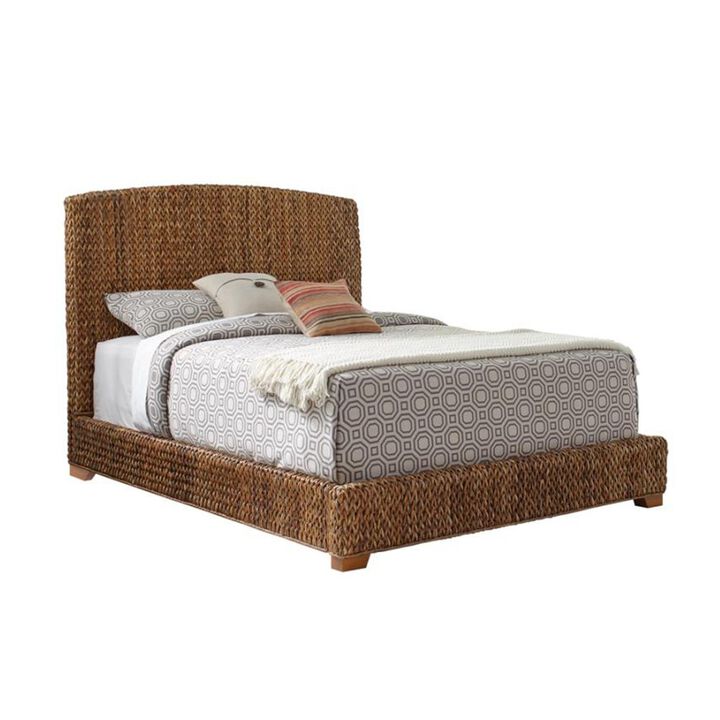 Simple Relax Eastern King Hand-Woven Banana Leaf Bed, Amber